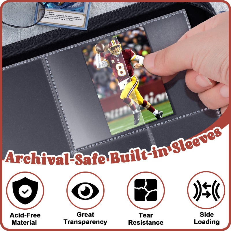 Kitoyz 720 Pockets Football Card Binder with Sleeves fit for Baseball Cards, Trading Cards Album Cards Holder Protectors Set Fit for Game Card, Sports, Football Card - Image 4
